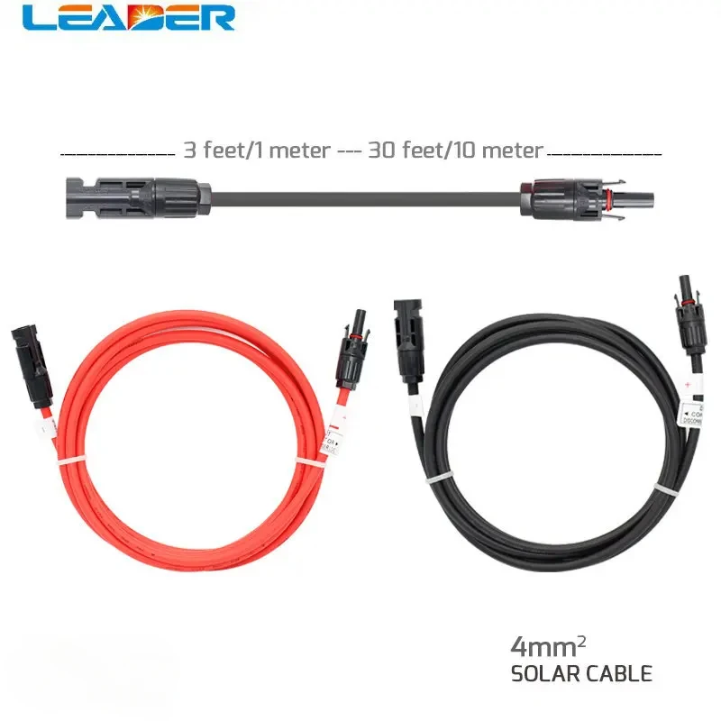 

LEADERV1Set 1-10Meter Black/Red Power Solar Extension Cable 2.5/4/6mm2/12AWG with 1000V PV DC Connector In Solar Panel System