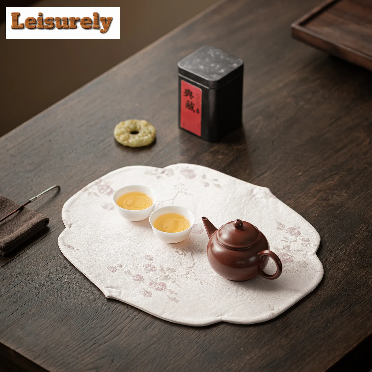 Xiangyun Silk Vine Grass Pink Tea Table Mats Vintage Teacup Coaster Set Drink Coaster Dinner Table Cloth Mat Cafes Decoration