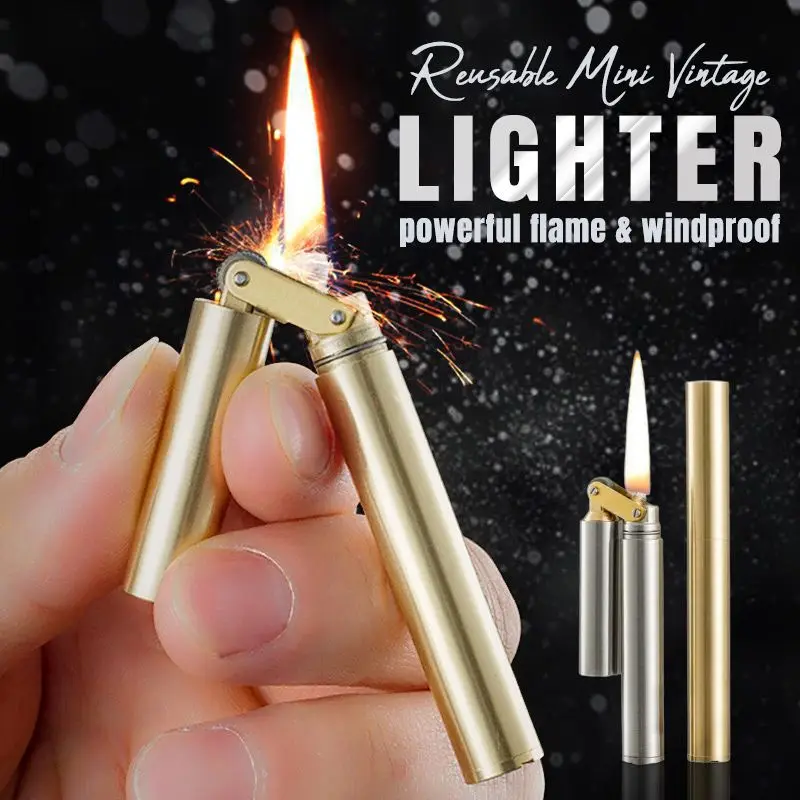 Nunchakus Kerosene Lighter Windproof Brass Stainless Steel for Men Dad Husband Christmas Gift