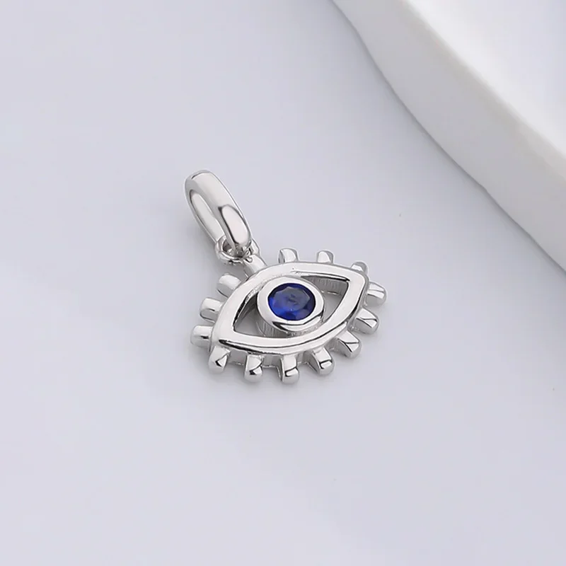 TrustDavis 925 Sterling Silver Vintage Eye Zircon Pendant Necklace for Women Handmade DIY Jewelry