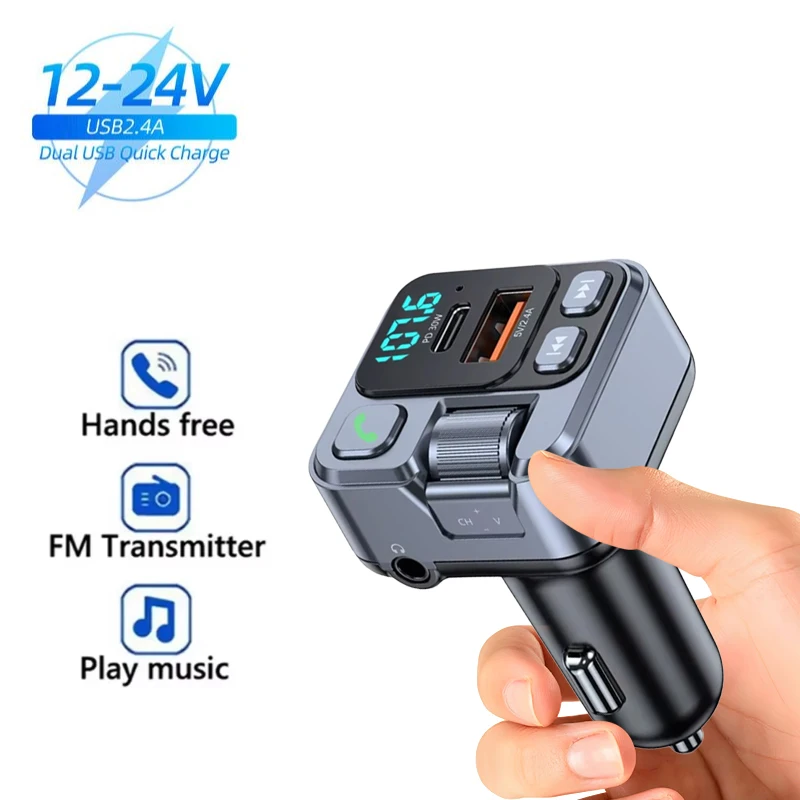 Bluetooth FM Transmitter and Car Audio Enhancer with Hands-Free Calling and USB Charger