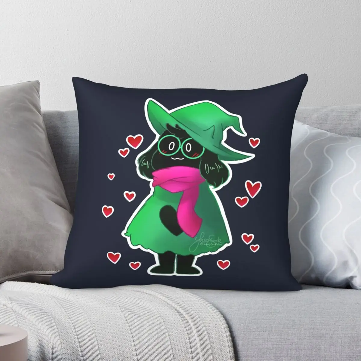 

Fluffy Ralsei Boi Square Pillowcase Polyester Linen Velvet Printed Zip Decor Pillow Case Room Cushion Case