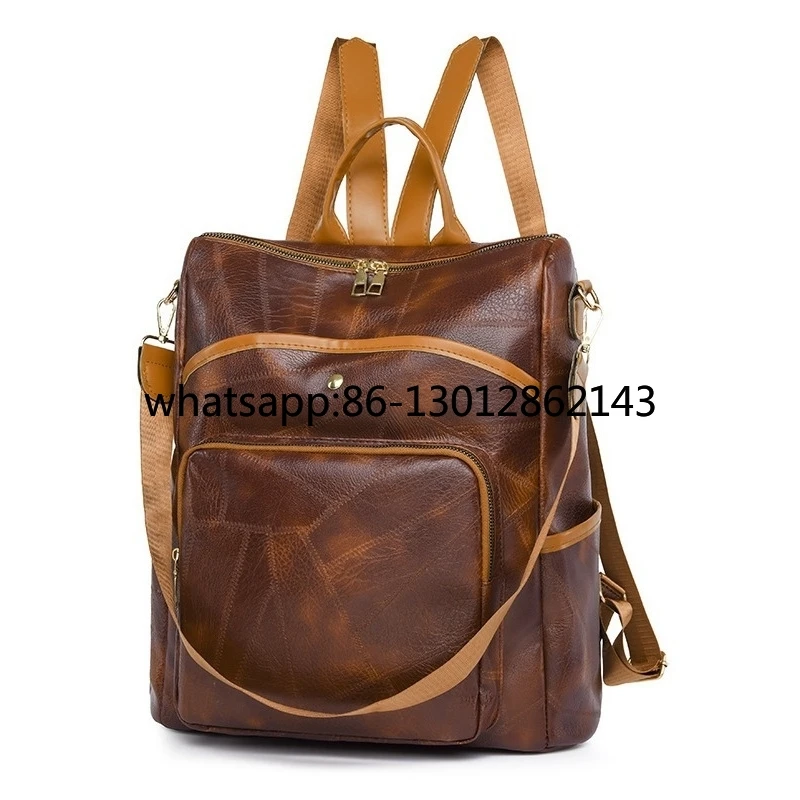 Large capacity women's bag new street trend retro PU going out backpack