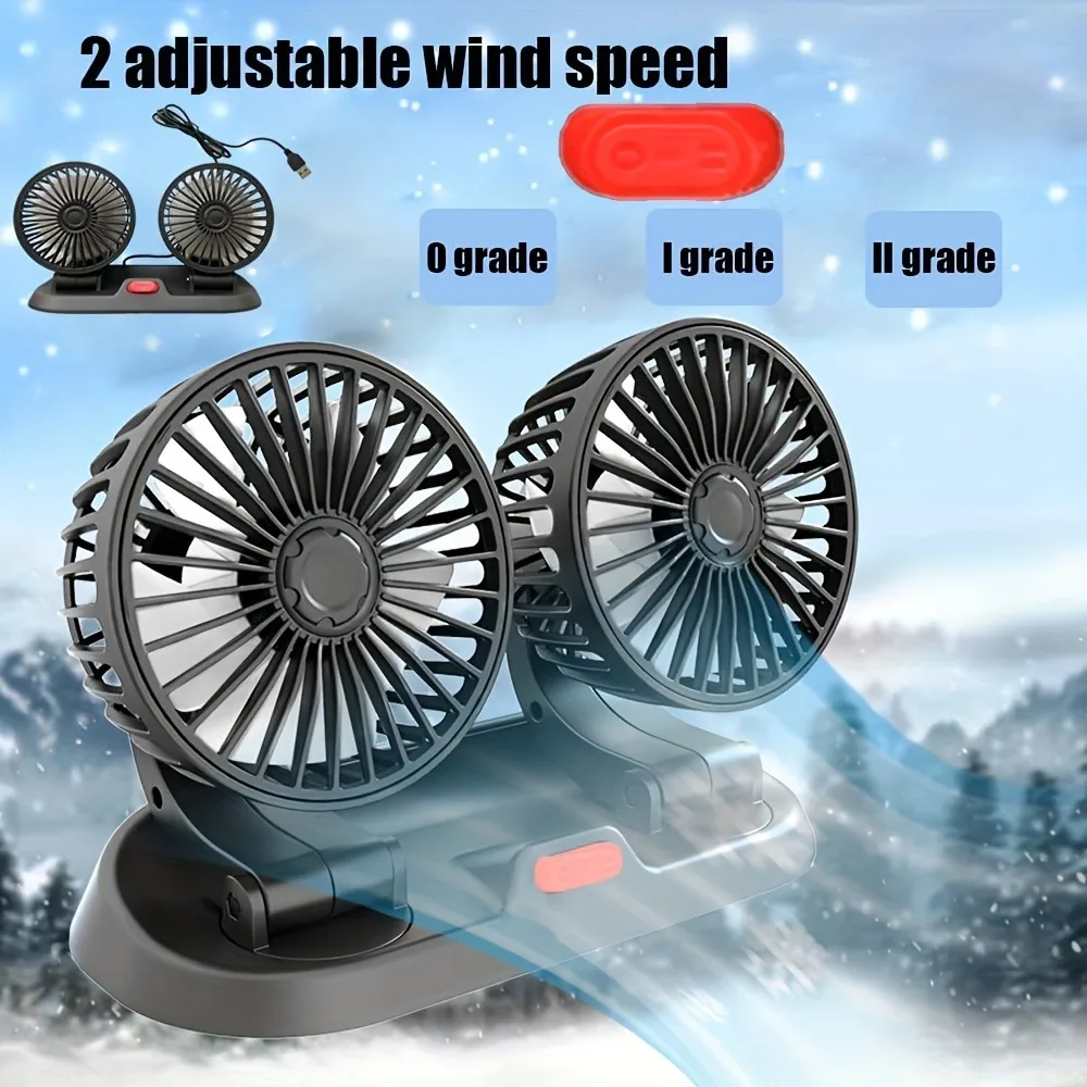 2024 5V 12V 24V Car Fan Cooling Car Fan Dual Head Usb Car Fan 2 Speeds Adjustable Auto Cooler Air Fan Car Wind Regulation Fan 2