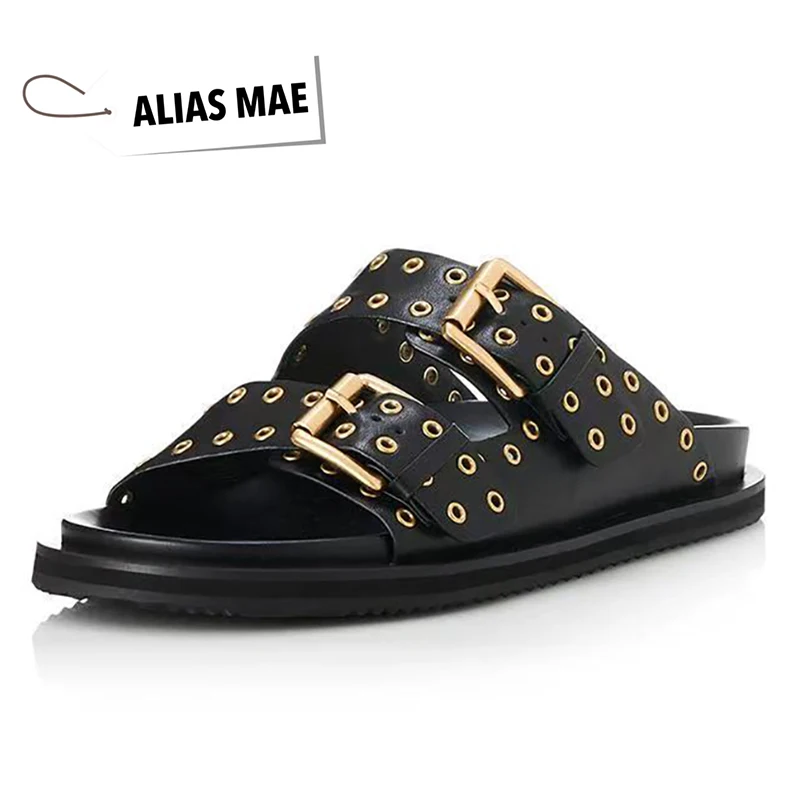 Summer women's shoes fashion casual rivet a line with open toe outside to wear slippers