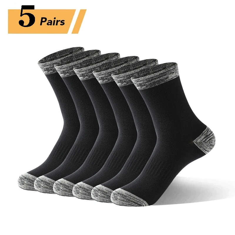 5 Pairs/Lot High Quality Autumn Men's Cotton Socks Casual Black Sports Socks Winter Warm  White Male Long Socks Plus Size 38-45 2022 new men socks cotton 10 pairs high quality winter crew cotton socks fashion long autumn male socks breatheable dress casual