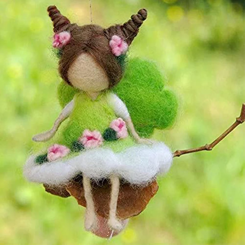 Jiwuo Needle Felted Fairy Wool Felt Non Finished Handmade DIY Dolls Wool Felting Kit for Making