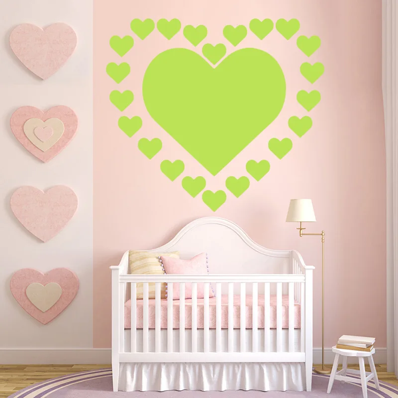 Love Nightlight Sticker Heart Shaped Sticker Bedroom Wall Cute Creative Decoration Fluorescent Luminous Wall Sel luminous wall stickers fluorescent stickers