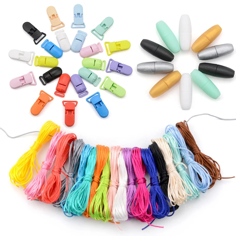 Baby Beißringe Schnuller Clip Kette Zubehör Bunte Nylon Schnur Kunststoff Abtrünnigen Verschlüsse Für Zahnen Halskette Herstellung Sicher