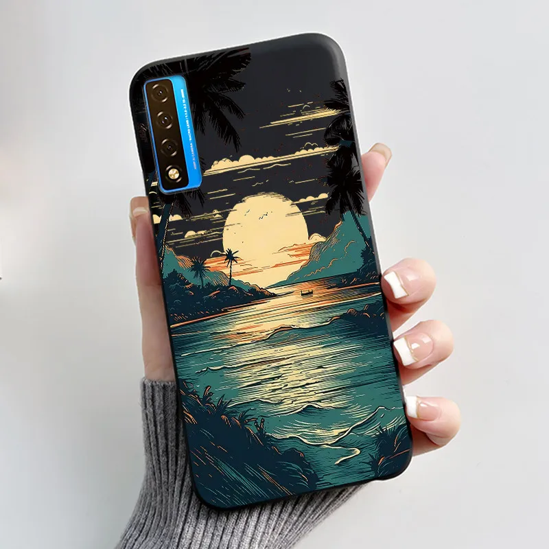 Floral Pattern Shockproof Case - Fashion Cartoon Design, Soft Black Cover