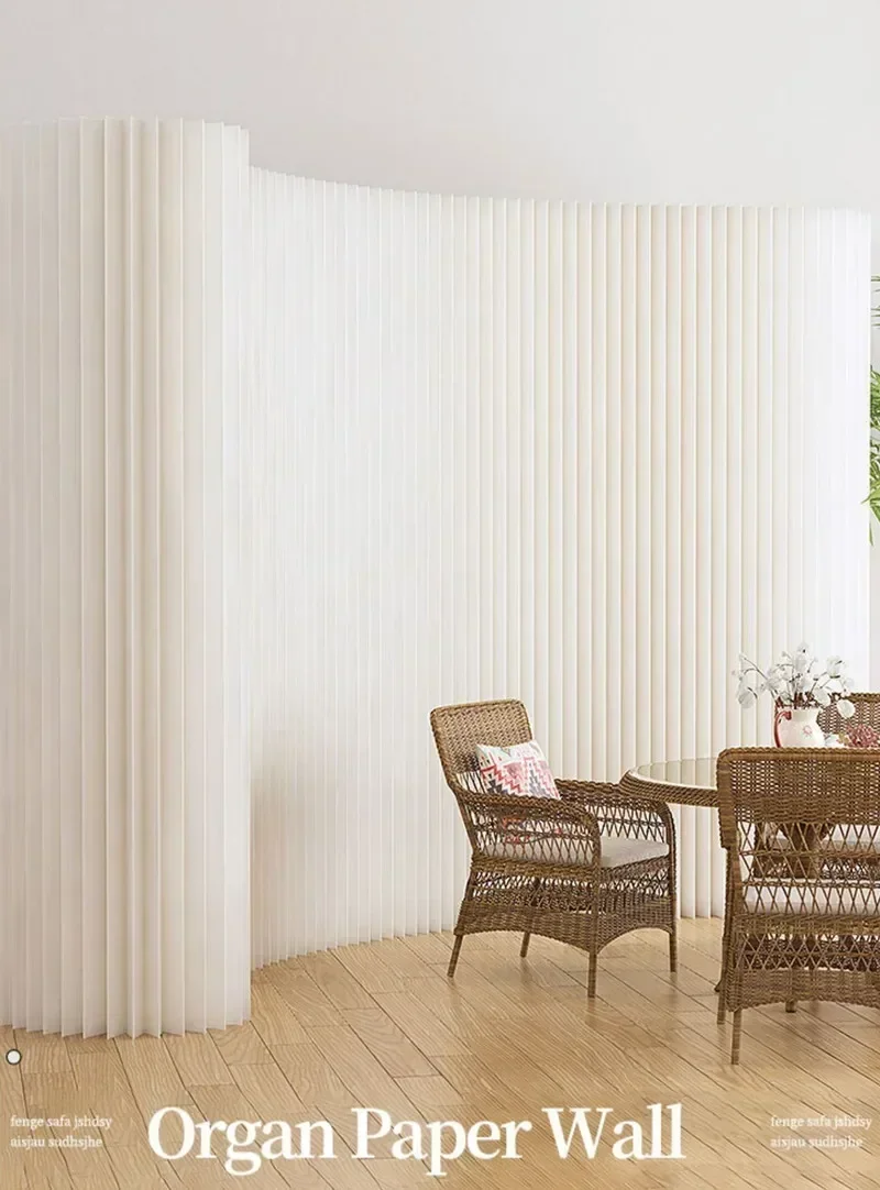New 2m Height Home Decor White Organ Paper Wall Screen Room Dividers Office Partition Removable Folding Baffle