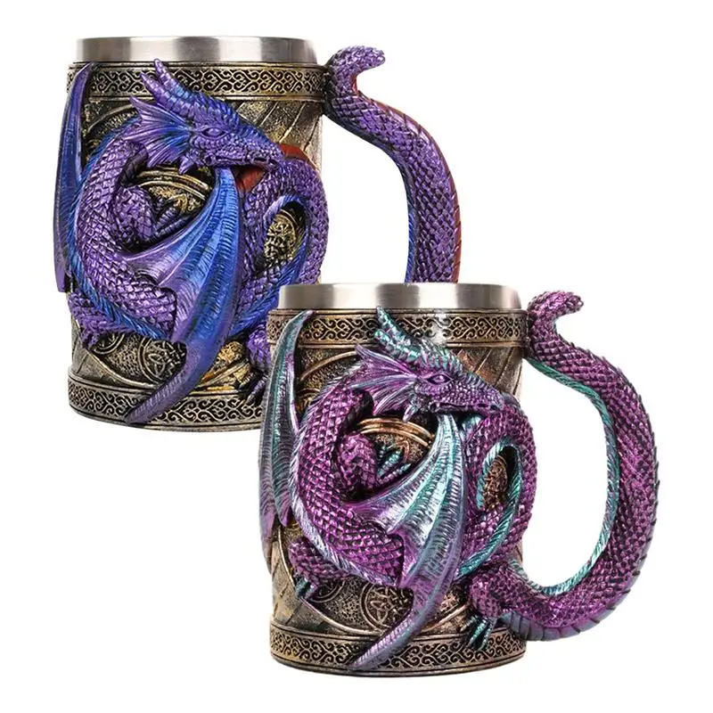

3D Medieval Dragon Wine Beer Mug Stainless Steel tankard Cup glass Goblet Novelty Gothic Drinker brew Gift Dragon coffee Chalice