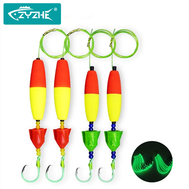 ZYZHE 1 Stück Welsangel-Rigs mit leuchtenden Kreishaken, Santee Cooper Drill Cork Schaumstoff-Schwimmer, Glockenindikator, Wels-Schwimmer-Rigs