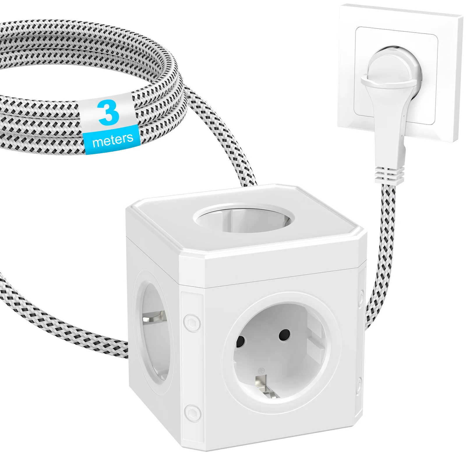 مكعب شريط طاقة قابس الاتحاد الأوروبي ، 5 منافذ تيا...