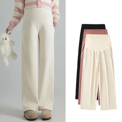 Autumn Winter Maternity Belly Pants Warmth Corduroy High Waist Pregnant Woman Woolen Trousers Loose Pregnancy Clothes