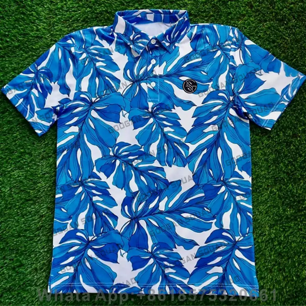 Summer Casual Print T-shirts Golf Wear Mens Short Sleeve Golf Polo Button Shirts Fashion Lapel Badminton Football Sport Clothing