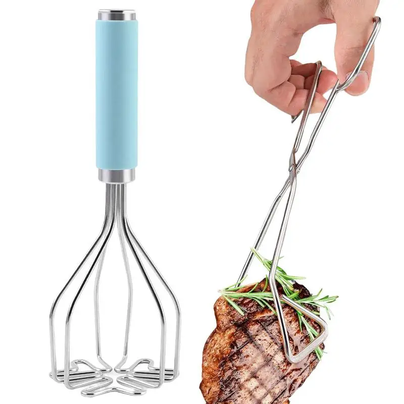 

Metal Potato Masher Comfortable Grip Stainless Steel Carrot Smasher Kitchen Accessories Food Tongs For Potatoes Cheese Taro