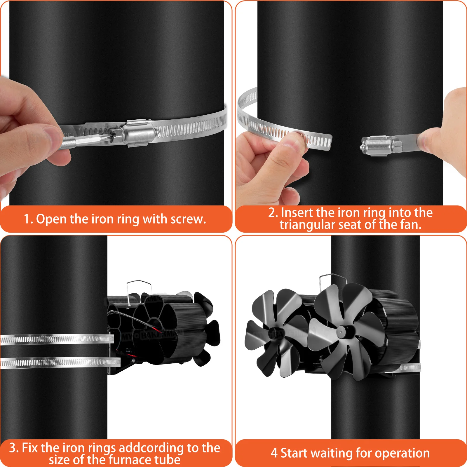 Stove Fan Black Fireplace Fan With 12 Blades Heat-powered Stove Fan No Battery or Electricity Required Log Wood Burner Eco Quiet