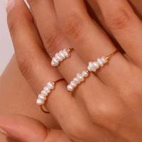 La. Muses Elegant Small Freshwater Pearl Stainless Steel Finger Rings Women Fashion Daily Waterproof Jewelry And Accessories - Image 5