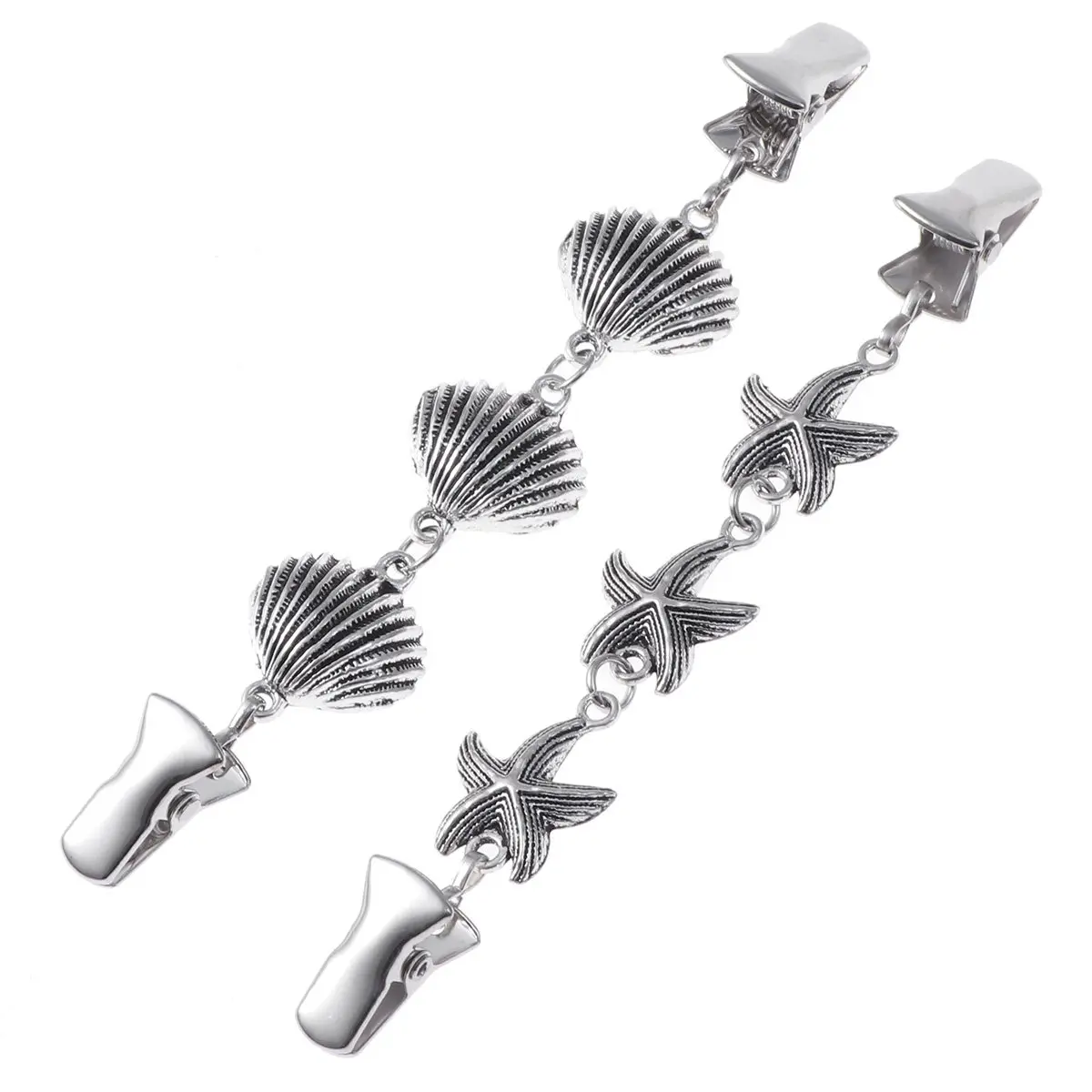 2개 세트 스타 쉘 클립, 여성용 우아하고 섬세한 스웨터 가디건 숄 스카프 클립, 실버 도금 오픈형 클립