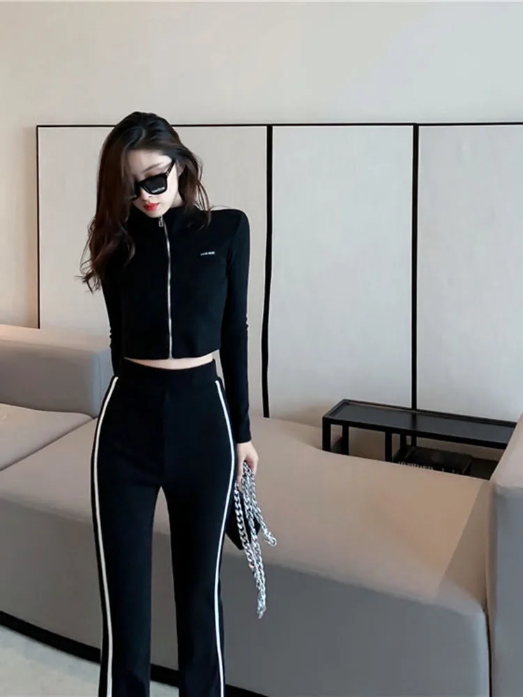 Summer Leisure Sports Suit Women Summer Sportswear Short Waist High Waist Bind Feet Pants Two-Piece Fitness Exercise Set