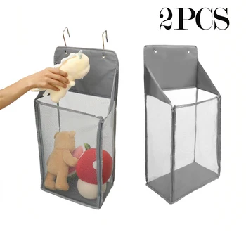 2Pcs Foldable Wall Hanging Mesh Laundry Basket Over the Door Laundry Hamper Portable Hanging Hamper For Bathrooms And Dormitory