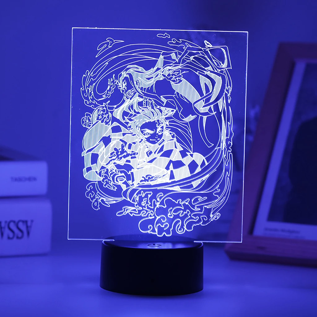 night light for bedroom Anime Demon Slayer Led Night Light 16 Colors Lamp Kimetsu No Yaiba For Kid Desk Decor Can Be Combined To Purchase Acrylic Board bright night light