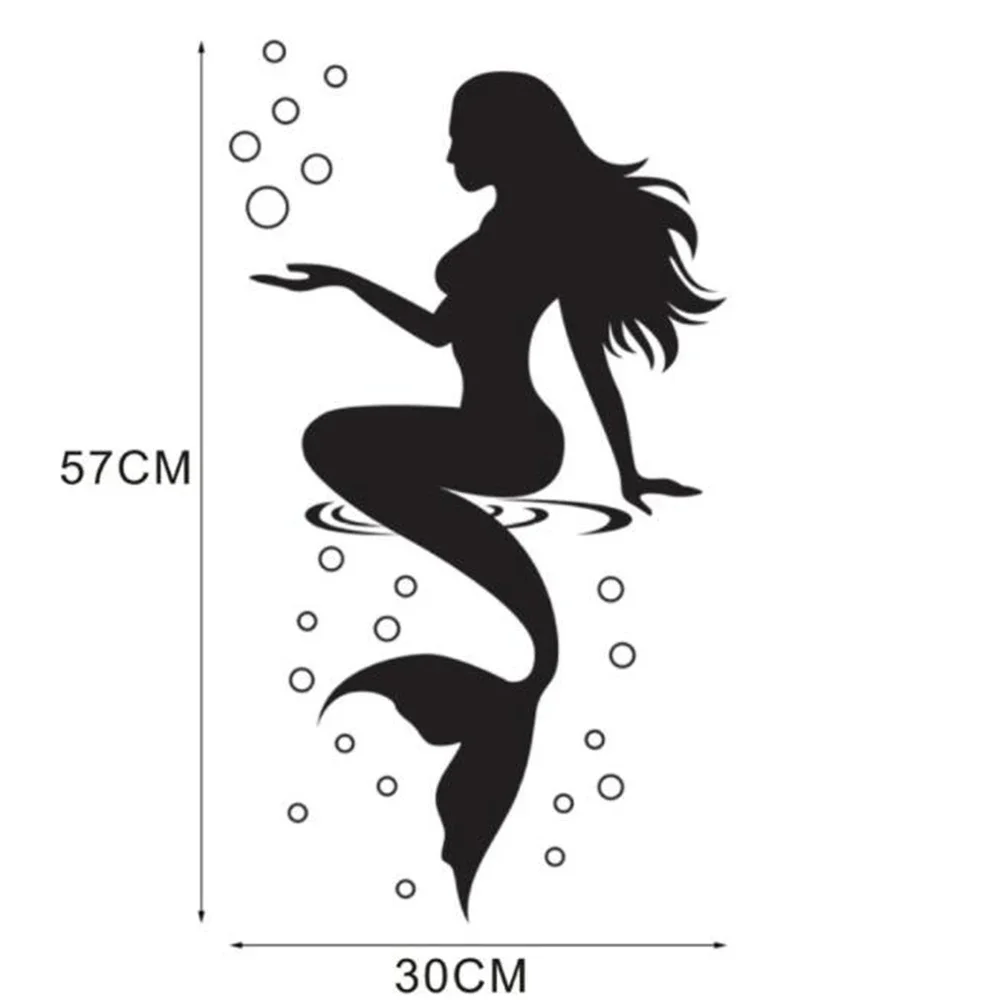 Fashion Mermaid Design Wall Sticker Beautiful Waterproof Decals for Bathroom Toilet Bedroom Decor Home Decoration wall stickers self adhesive wall stickers vinyl stickers vinyl wall stickers self adhesive stickers toilet stickers glow in the dark stickers