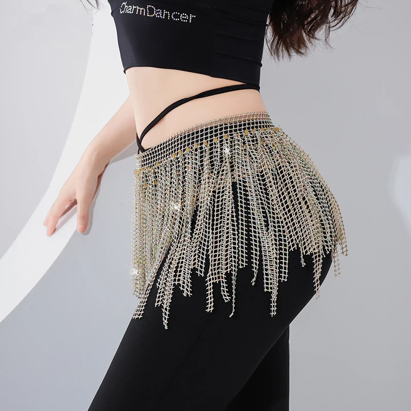 Belly Dance Belt Hip Curtain Fantasy Star River Stone Flow Su Hip Scarf Latin Dance Fishing Net Hot Diamond Versatile Waist Chai