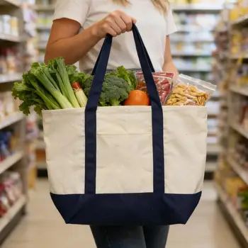 Borsa tote in tela 51X36 cm, grande capacità, riutilizzabile, con manico, ricamata, per donna, borsa a tracolla, borsa per la spesa.