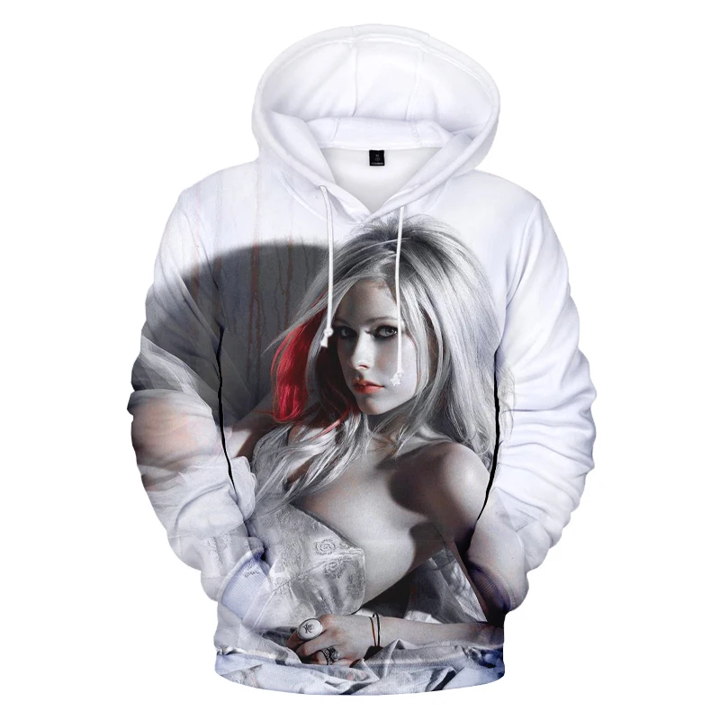 

New American Singer 3D Printed Avril Lavigne Hoodies Women's O-Neck Casual Hoodies Pop Music Long Sleeve Hoodies