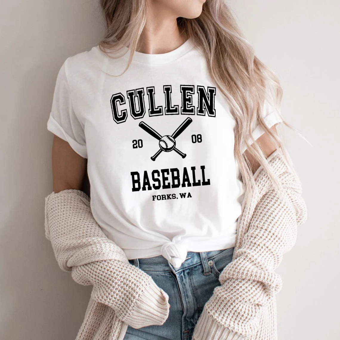 Twilight T-Shirt Gabeln T-Shirt Cullen Baseball Shirt Unisex Frauen Männer T-Shirts Grafik T-Shirt Streetwear Frauen Top Crewneck T-Shirts