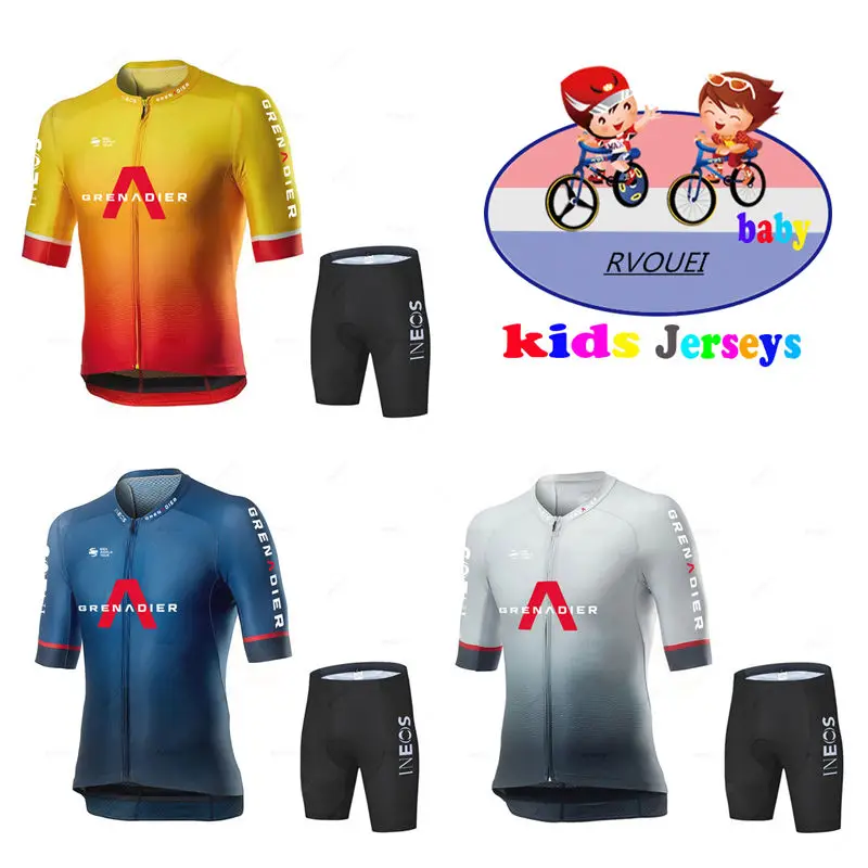 Children Short-Sleeved Sweatshirt with Shorts Mountain Bike Clothing Kids Ineos Summer cycling jersey,cycling shirt,cycling suit,cycling jersey set