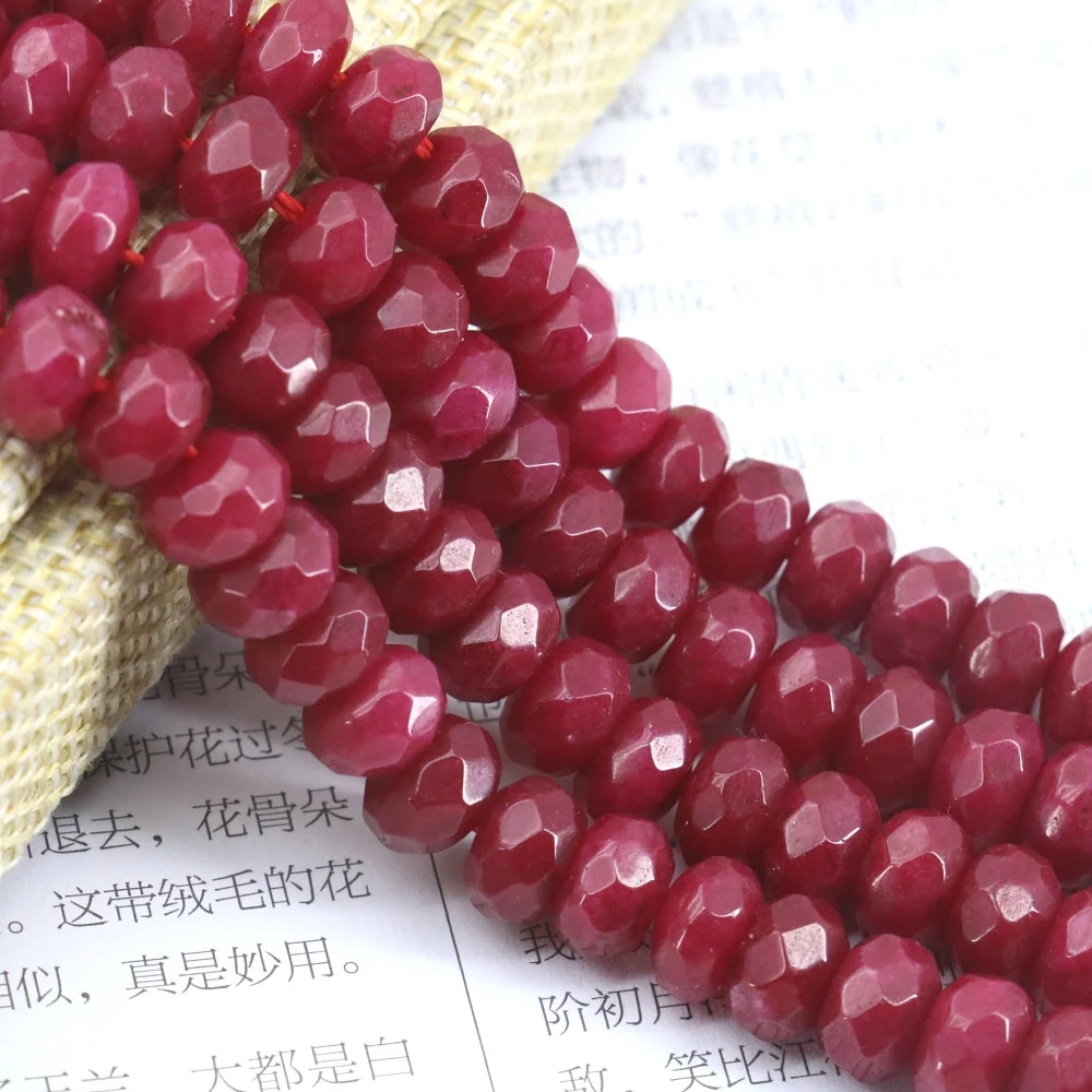 

5x8mm Faceted Deep Red Jasper Chalcedony Abacus Shaped Loose Beads For Jewelry Making DIY Jewelry Necklace Bracelet 15" 2lot