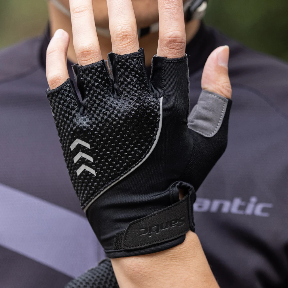 Santic Half Finger Cycling Gloves Road Bike Mittens Outdoor Shockproof Breathable Bicycle Sport Running Fitness Gloves Unisex 2