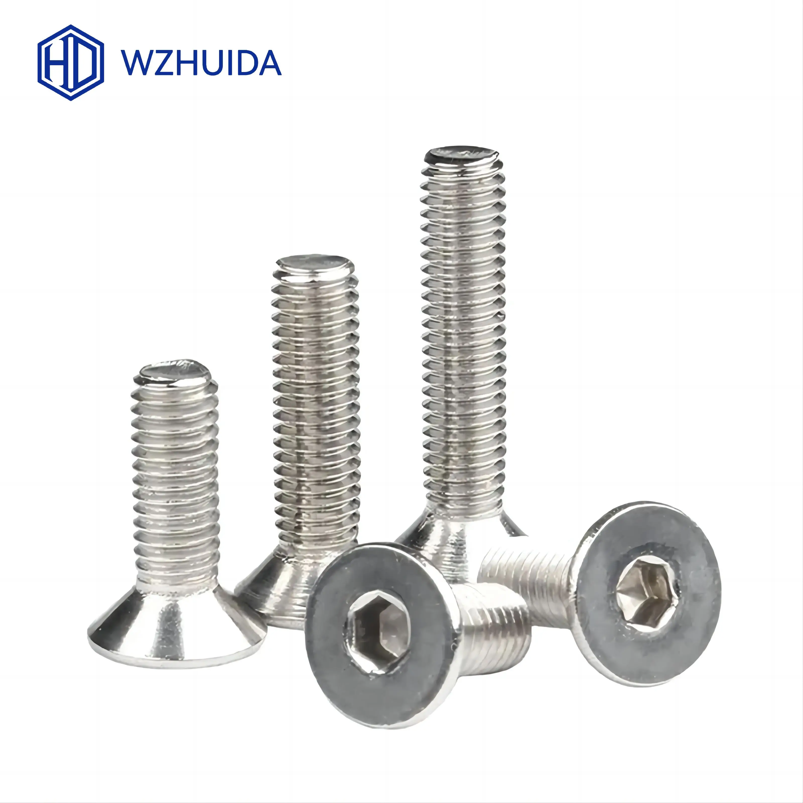 WZHUIDA Hexagon Hex Socket Countersunk Flat Head Screw M2 M3 M4 M5 M6 M8 M10 Allen Bolts DIN7991 304 Stainless Steel