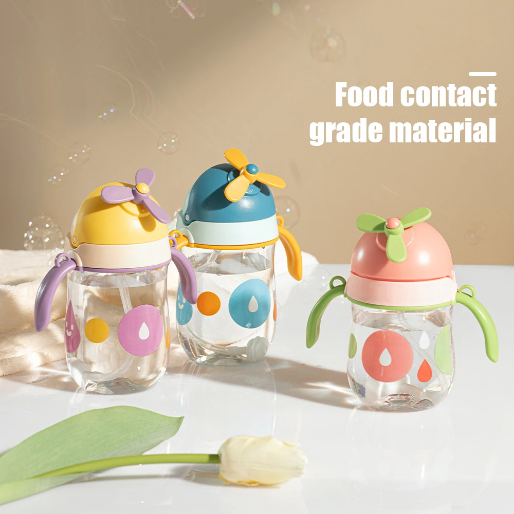 250m unique rotating windmill baby anti choking straw water bottle, bright colors, elements that children like, BPA free