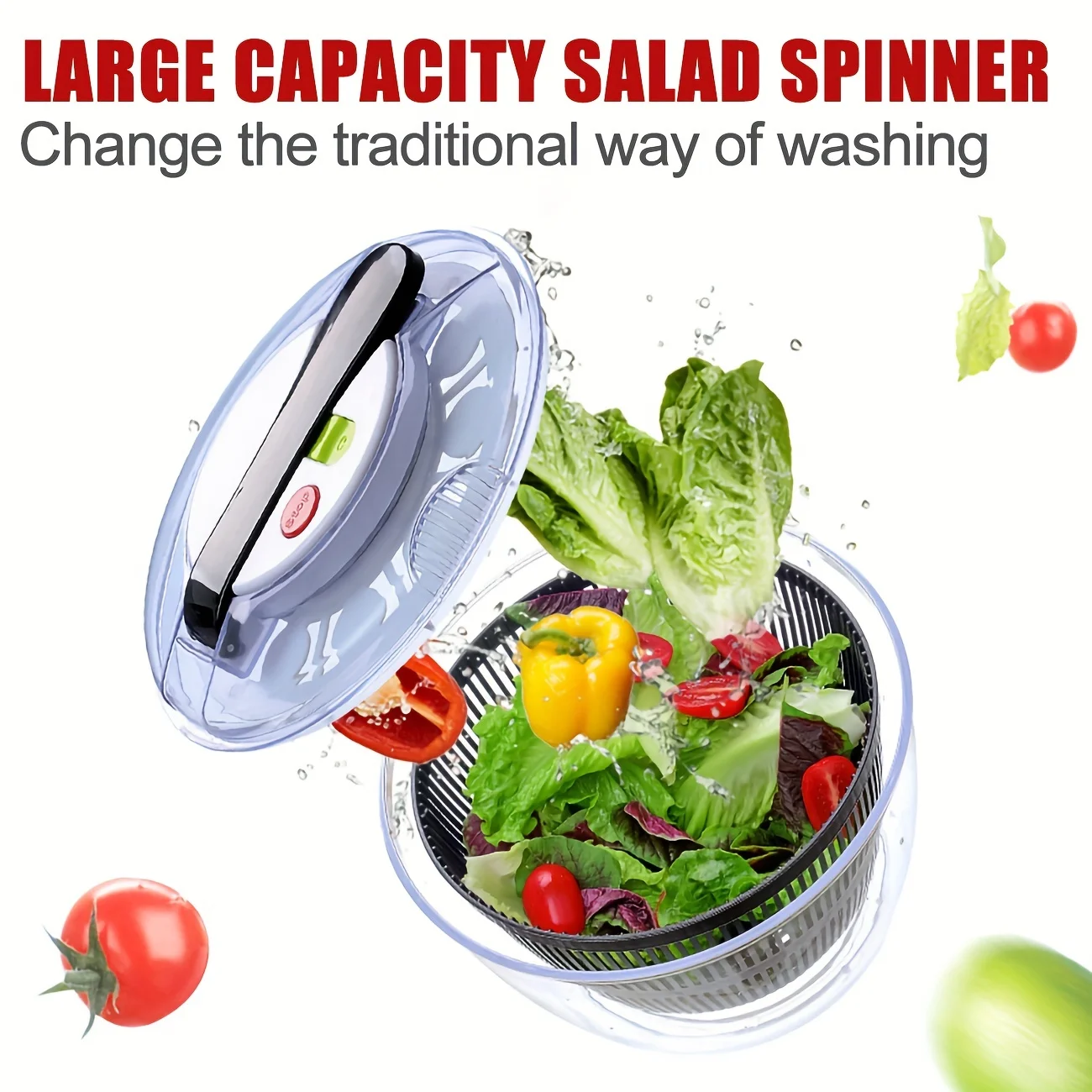 1pc Vegetable & Fruit Dryer Spinner-Effortless Salad Prep, Rapid Wash-Dry-Drain Machine-Perfect Lettuce Spinner & Versatile