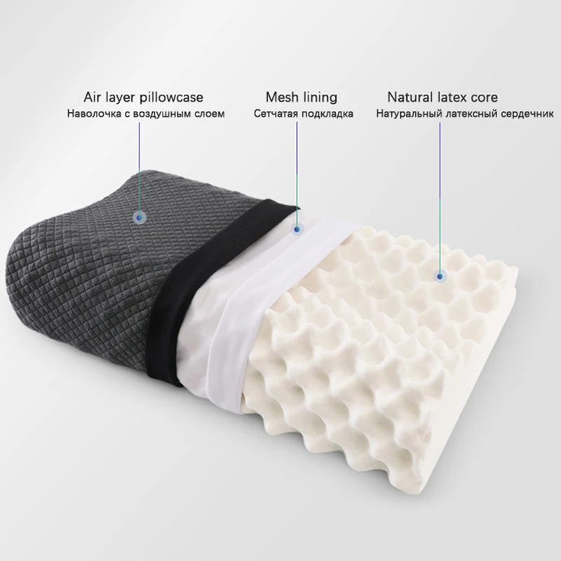

Thailand Natural Latex Pillow Orthopedic Massage Neck Pain Relief Bedding Pillow For Sleeping Cervical Health Care Adult Cushion