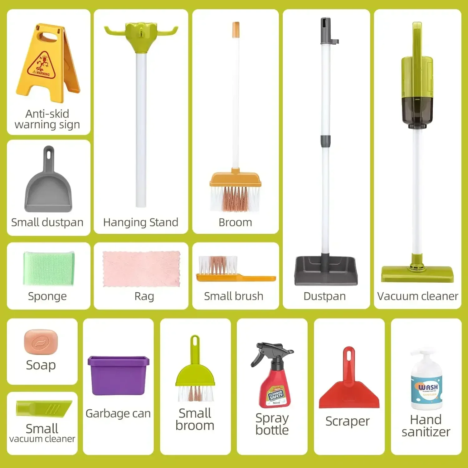 Children's Cleaning Set Pretend Play Kids Simulated Life Cleaning Toys and Sanitation Simulation Broom Vacuum Cleaner Tool Toy
