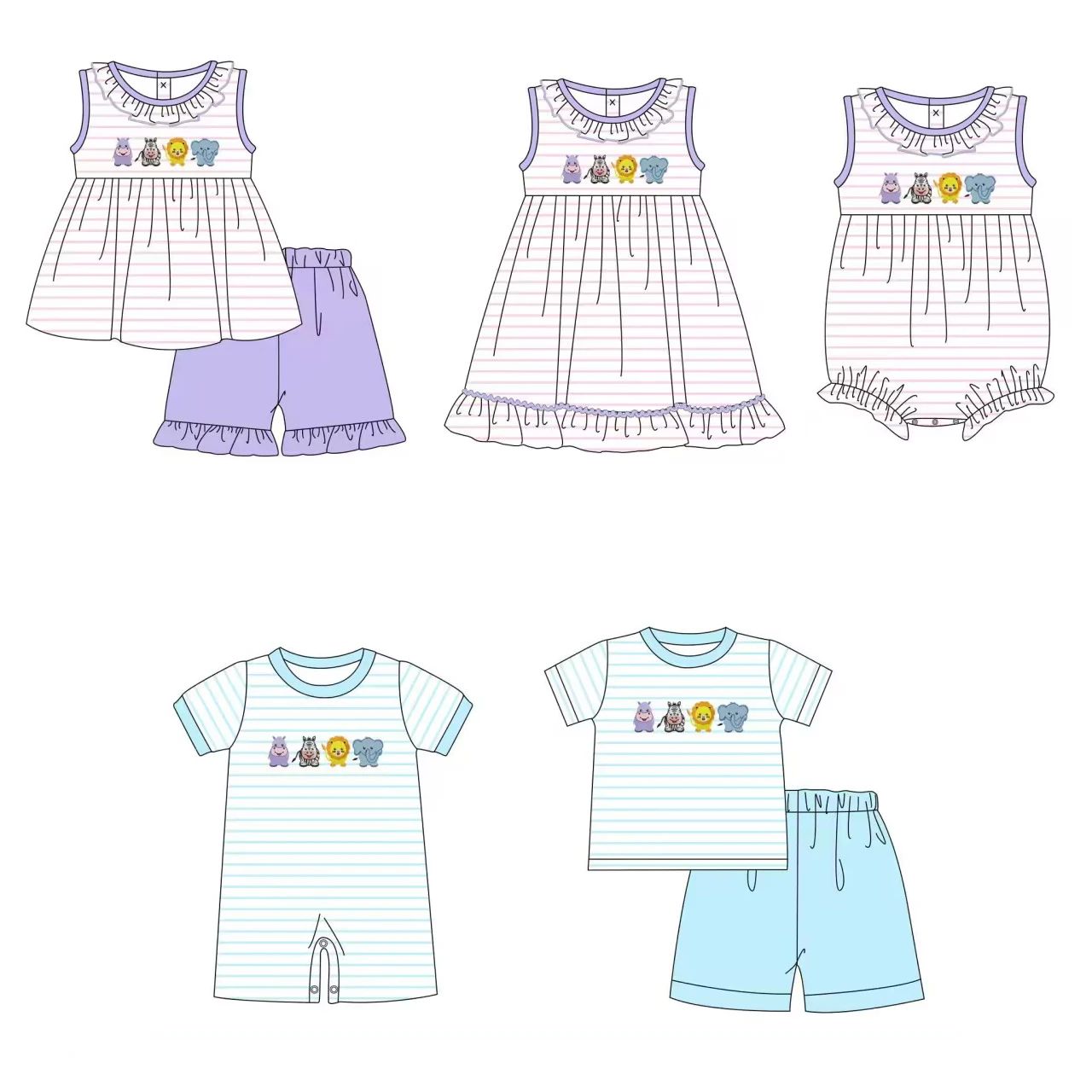 boutique baby girl clothes baby boy summer clothes cute animal collection short-sleeved shorts suit fashion outfits romper