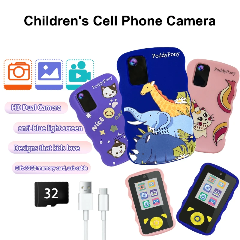 

Детская камера в форме телефона 1080P цифровой двойной объектив селфи смартфон видеокамера для детей уличные фотографии игры