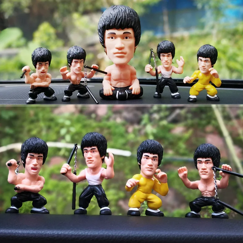 

Car Ornaments Q-version Bruce Lee Shaking Head Figurines Cartoon Auto Decor Car Interior Decoration Kawaii Funny Accessories