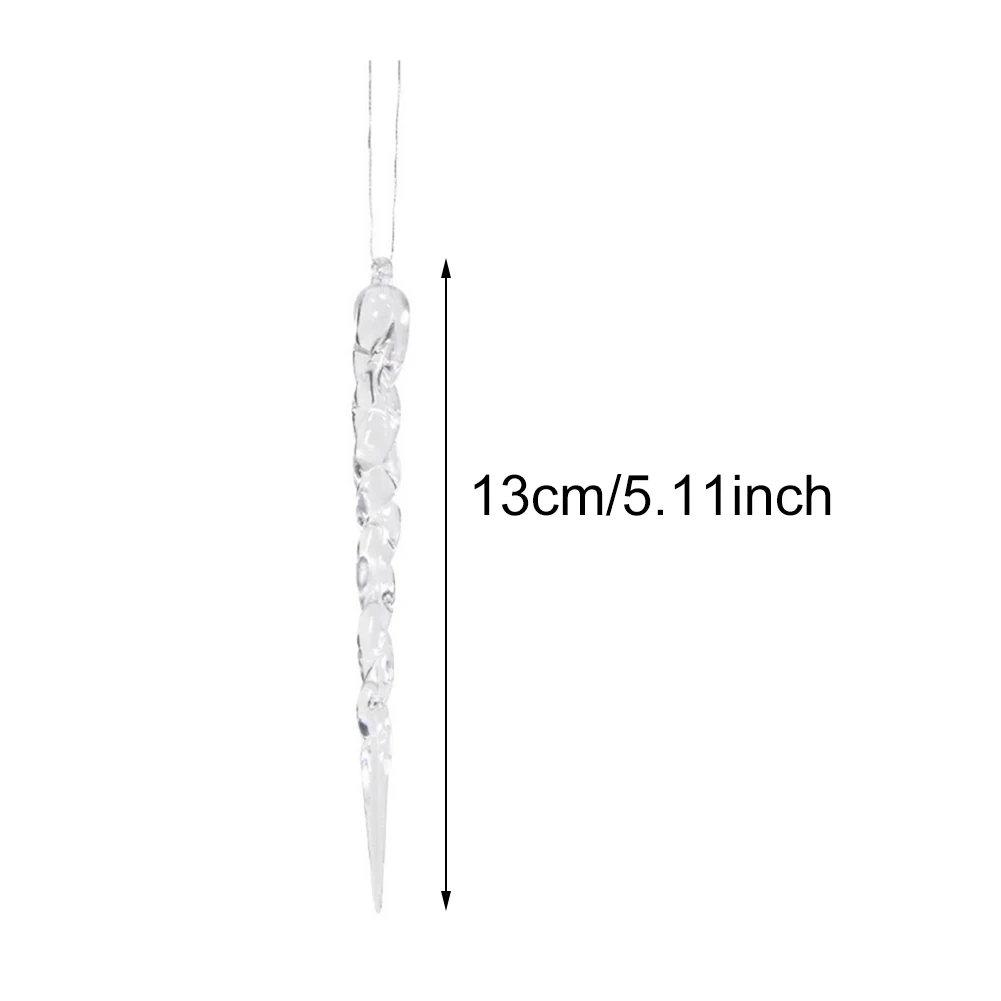 12/24Pcs Clear Crystal Pendants for Christmas Tree Icicle Pendant DIY Christmas Tree Hanging Ornament Holiday Winter Party Decor