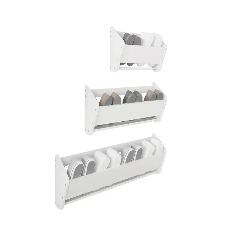 Ultrathin Shoe Rack Behind the Door Simple Narrow Shoe Cabinet Home Space-Saving Shelf Sticker Wall Hanging Free Punch