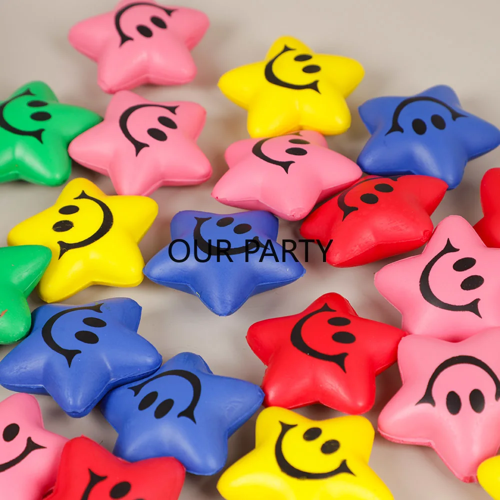 Stress Relief Toys 12Pcs Colorful Soft PU Star Sponge Balls Party