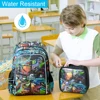 3PCS Backpack for Boys, 16 Inch Dinosaur Water Resistant Preschool Bookbags, Cool Elementary Kindergarten School Backpacks and L 6
