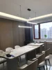 Led restaurant lamp Nordic long strip minimalist dining table lamp creative dining room bar lamp office simple modern chandelier 4