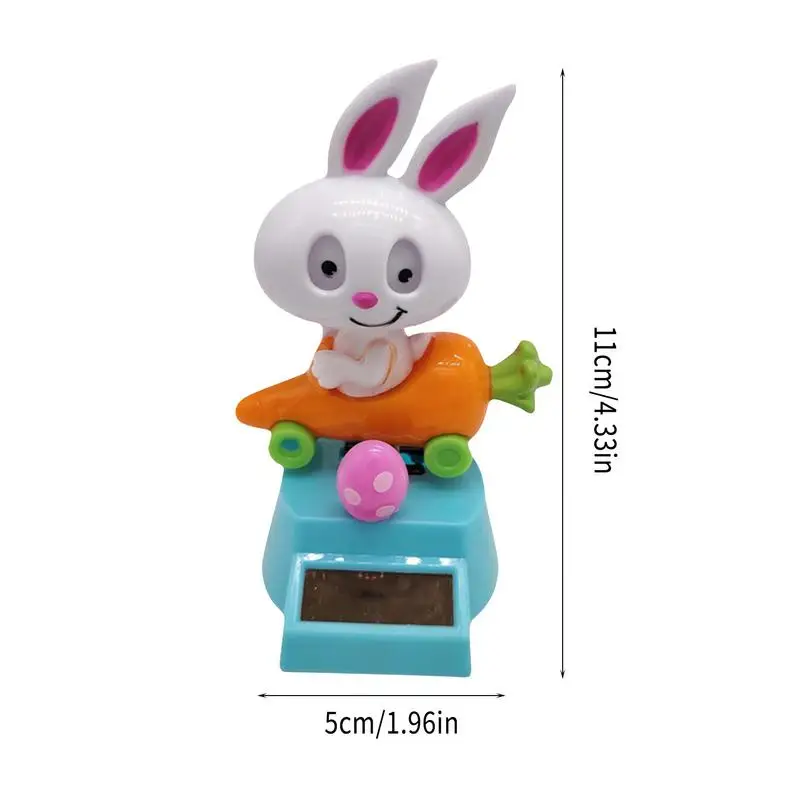 solar dancing Bunny Toy Cartoon Rabbit Sitting In Carrot Car Solar Dashboard Toy 4.33in Funny Car Solar Power Moving Desk Decors