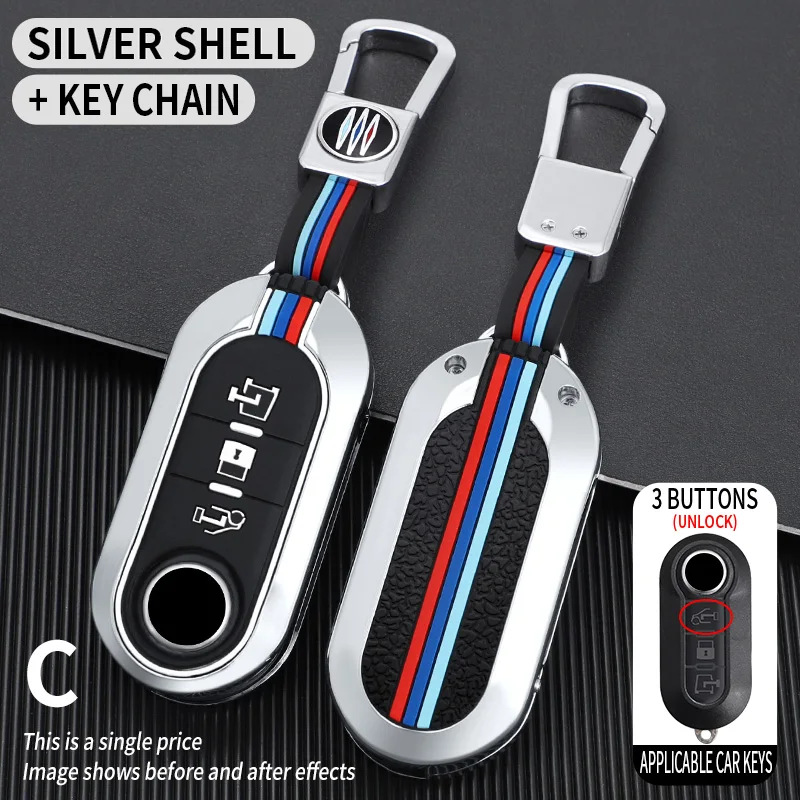 Custodia per chiave auto in lega di zinco Shell Fob per FIAT 500 Ducato panda Punto 500L lancia musa per Citroen jumper per Peugeot Boxer - Sf201850f8c0f434594a06d8f0900dd3et